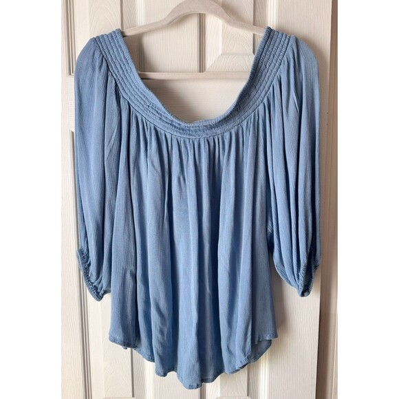 Lascana for Venus Pale Blue Off The Shoulder Blouse 3/4 Length Sleeves Size 1X - Picture 3 of 6